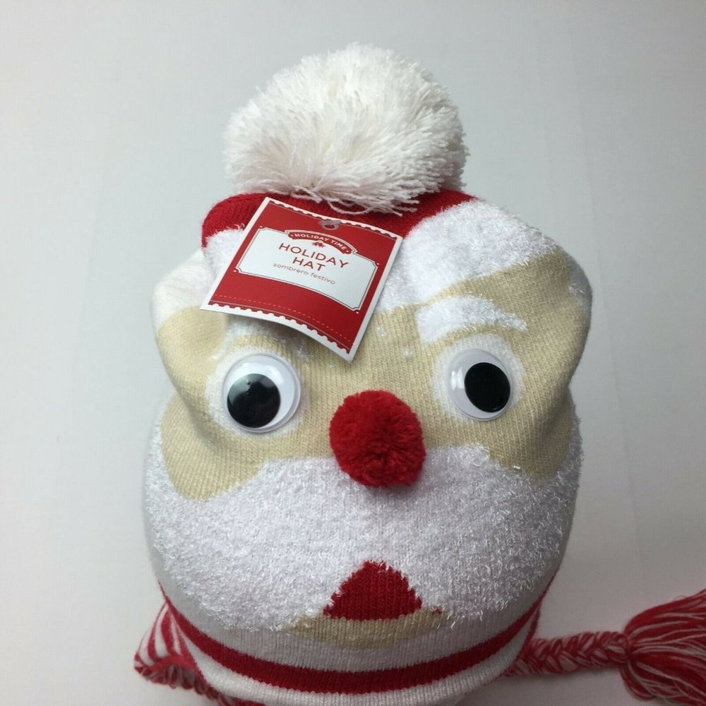 Holiday Time Unisex Children's Santa Laplander Hat Googly Eyes Christmas Festive
